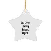 Jewelry Making Star Ornament, Eat. Sleep. Jewelry Making. Repeat., Christmas Unique Gifts from Friends for Jewelry Making Enthusiasts - Image 1